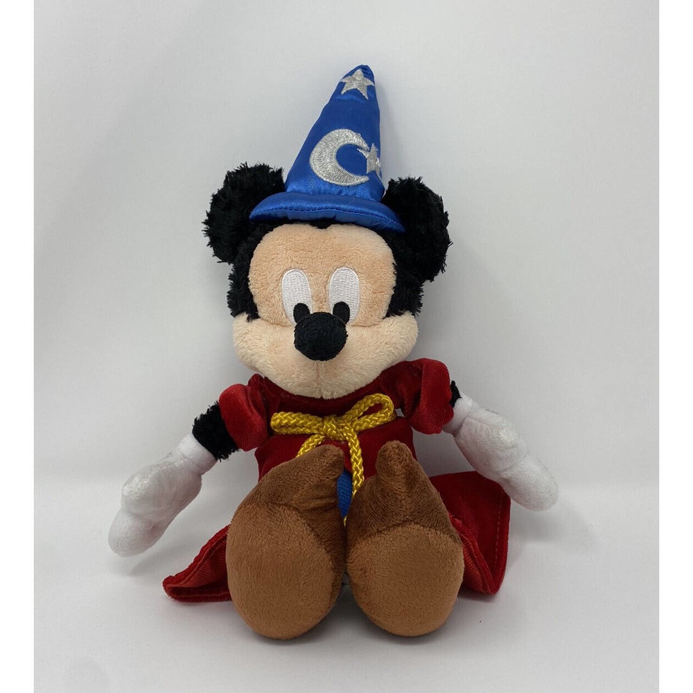 Disney Parks Sorcerer Mickey Mouse Fantasia 13" Plush Stuffed Animal Toy EUC